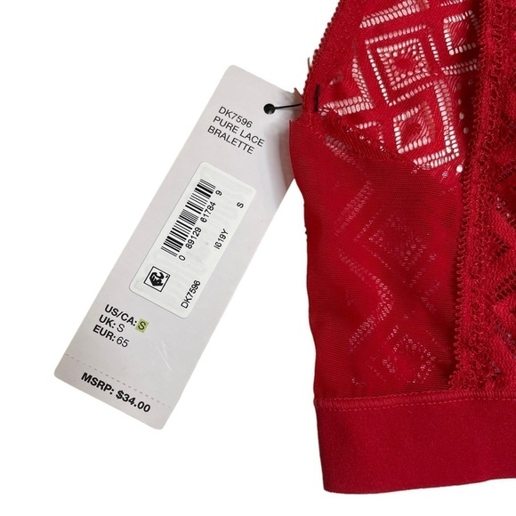 DKNY Pure Lace Bralette in Brick Red Small New - Picture 4 of 8